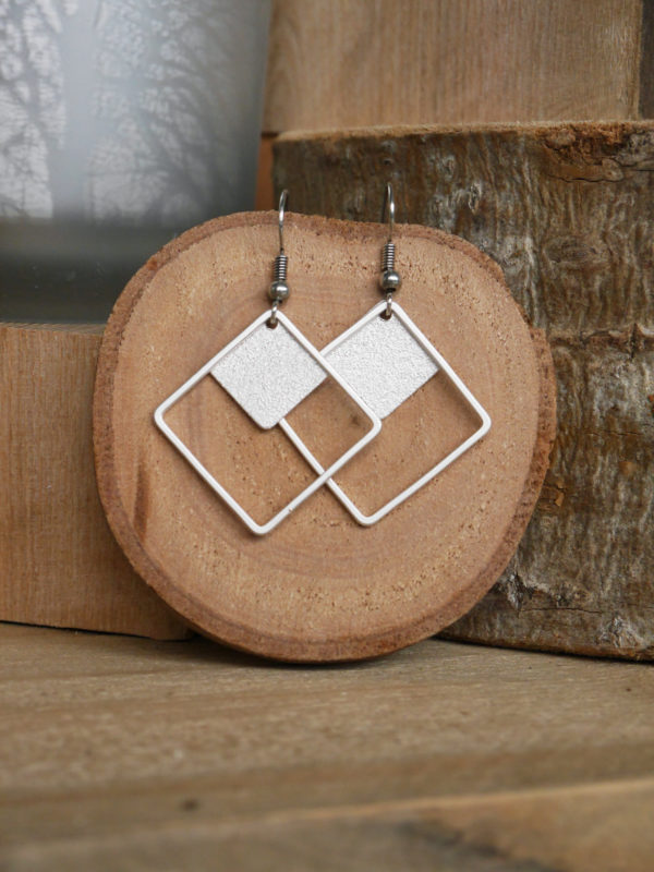 Frosted vierkant duo groot - zilver