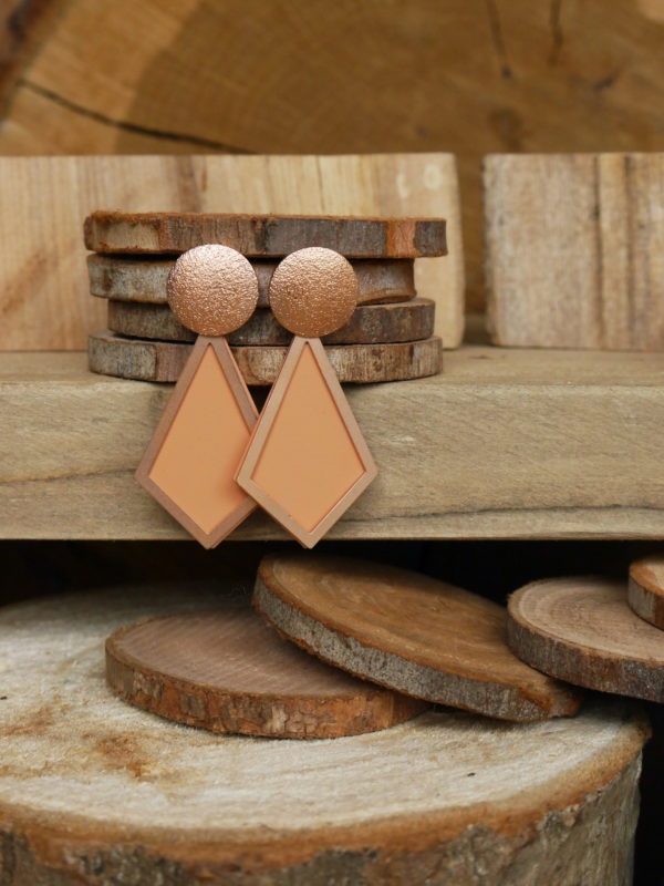 Symmetrische berubberde ruit - rosé goud/nude