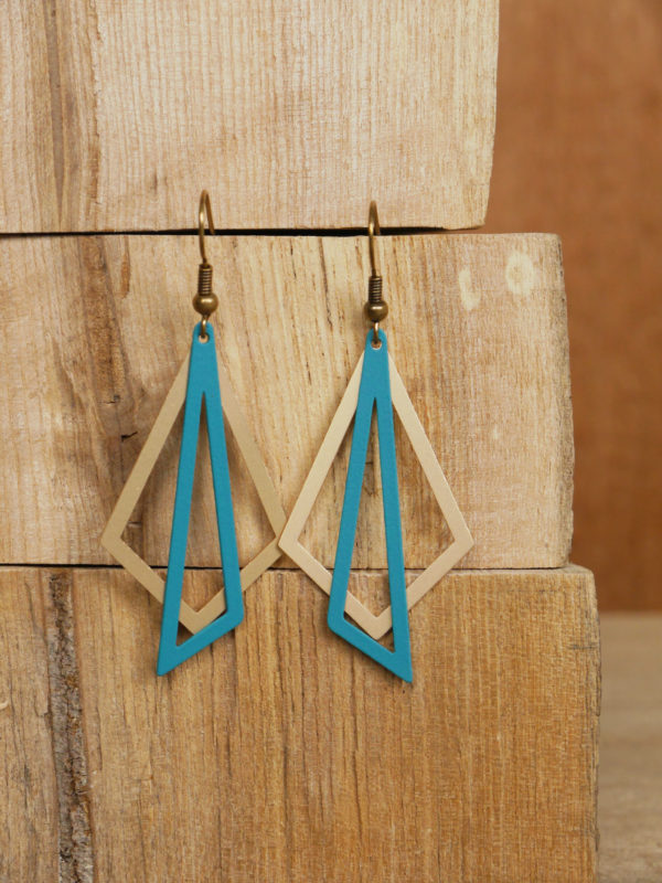 Open ruit met asymm. driehoek - turquoise