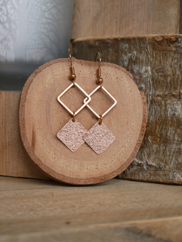Frosted vierkant duo klein - rosé goud