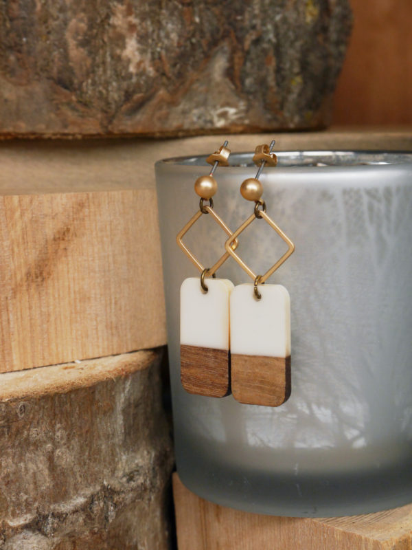 Houten rechthoekje large duo - wit