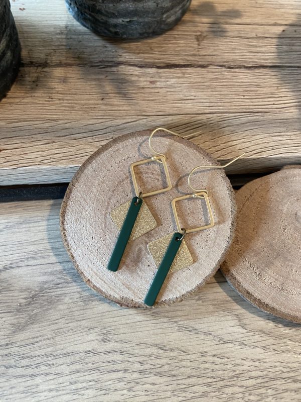 Frosted vierkant duo met kort staafje – groen