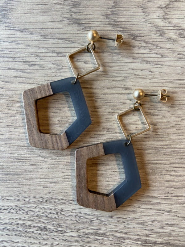 Houten vijfhoek large duo - blauw/grijs