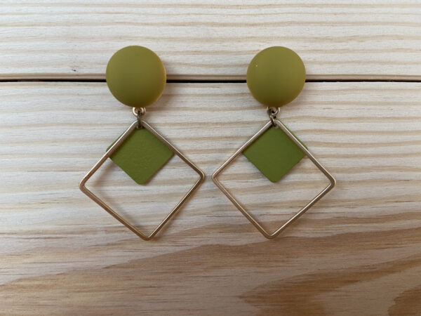 Berubberde cabochon met duo vierkant - kaki