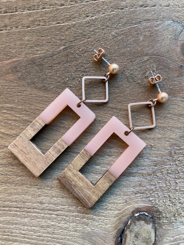 Houten open rechthoek large duo – roze