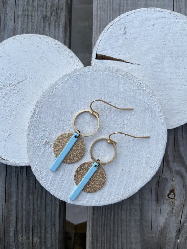 Duo cirkel frosted met berubberd staafje - pastel blauw
