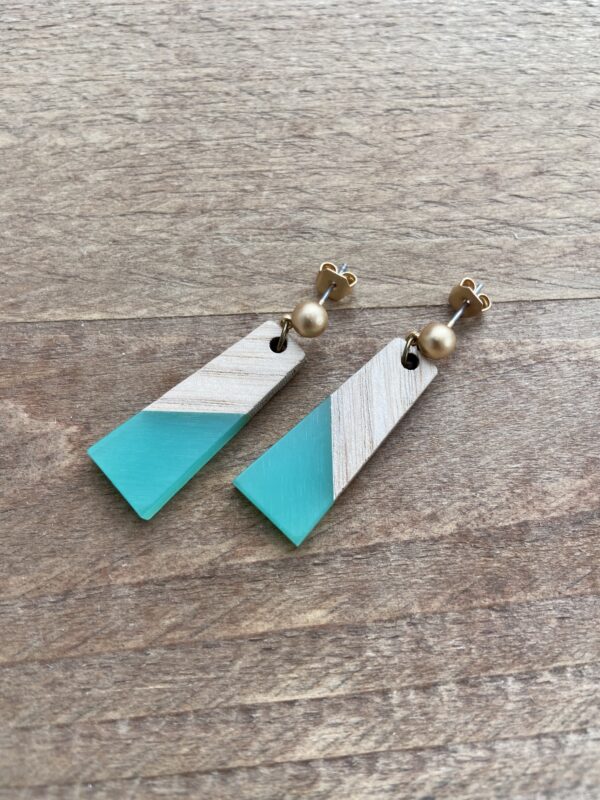 Houten trapezium duo - appelblauwzeegroen