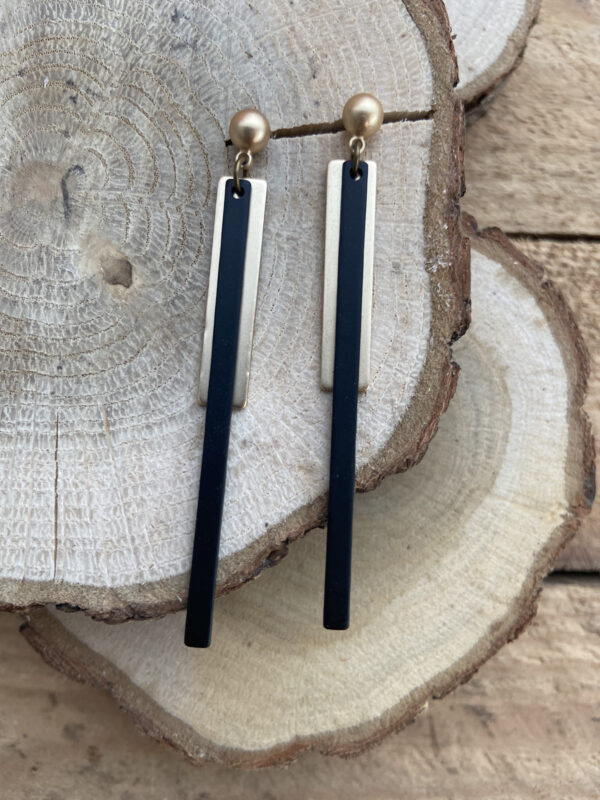Oorsteker met duo staaf - goud/zwart