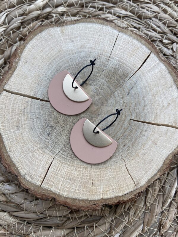 Hoop oorhanger met duo half maantje - Afbeelding 2