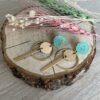 Cabochon oorsteker hars met goudvlokken en frosted cirkel en staafje - Afbeelding 5