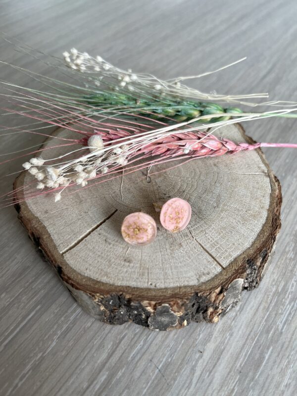 Cabochon oorsteker hars in combinatie met goudvlokken - Afbeelding 6