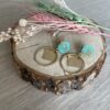 Cabochon oorsteker hars met goudvlokken en frosted vierkant - Afbeelding 6
