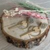 Cabochon oorsteker hars met goudvlokken en frosted cirkel en staafje - Afbeelding 6
