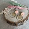 Cabochon oorsteker hars met goudvlokken en frosted vierkant - Afbeelding 5
